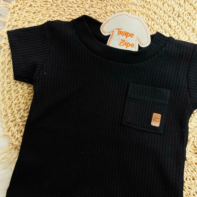 Conj. Camiseta Vegas e Bermuda em Linho - Preto